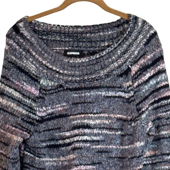 Express Sweater Boat Neck Wool Blend Long Balloon Sleeve Oversized Sweater - Picture 3 of 7